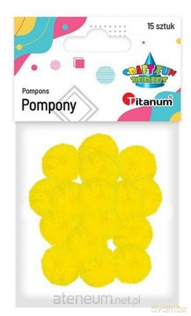 Pompony poliestrowe 18mm żółte intensywne 15 szt
