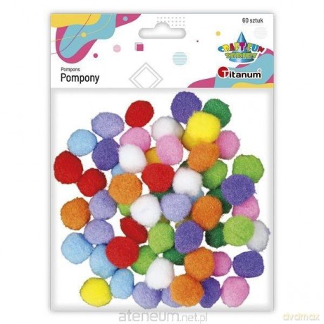 Pompony poliestrowe 20mm mix 60 szt