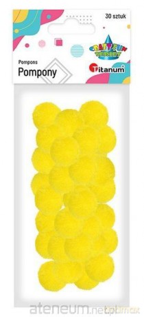 Pompony poliestrowe 25 mm żółte intensywne 30 szt