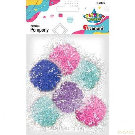 Pompony poliestrowe 45mm mix 6 szt