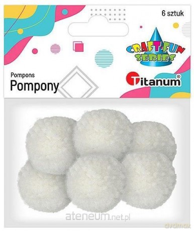 Pompony włóczkowe 3 cm białe 6 szt.