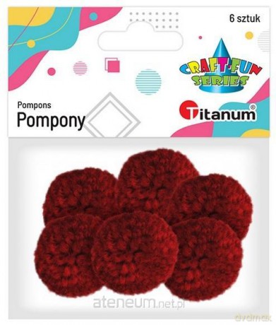 Pompony włóczkowe 3 cm ciemnoczerwone 6 szt
