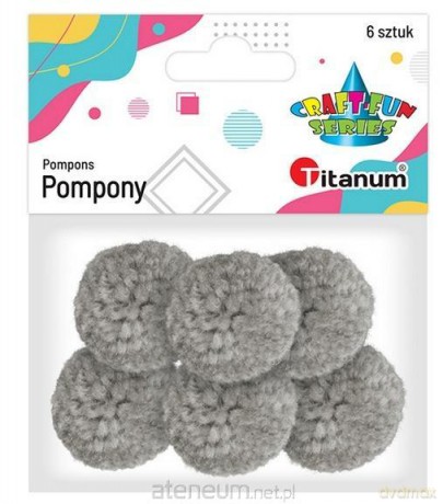 Pompony włóczkowe 3 cm jasnoszare 6 szt