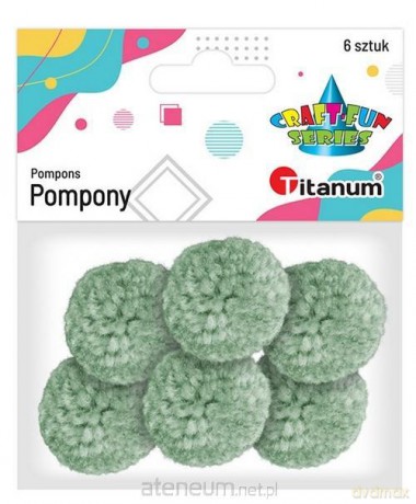Pompony włóczkowe 3 cm jasnozielone 6 szt