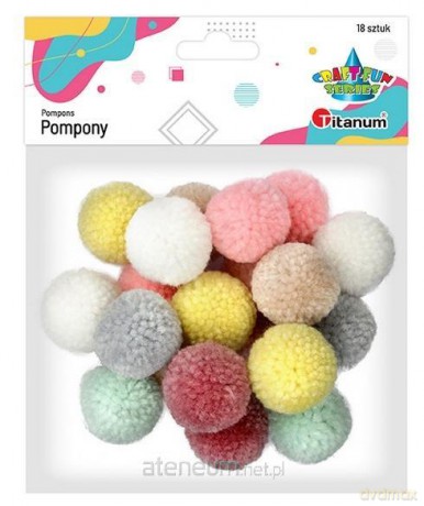 Pompony włóczkowe 3 cm kolory pastelowe jasne 18 szt