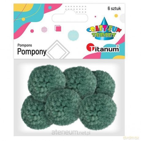 Pompony włóczkowe 3 cm szmaragdowe 6 szt