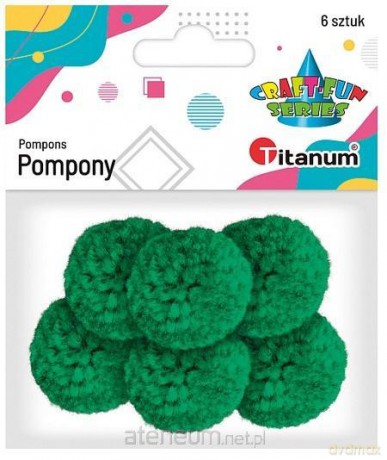 Pompony włóczkowe 3 cm zielone 6 szt.