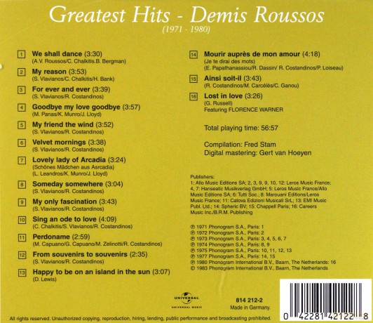 Demis Roussos: Greatest Hits 1971-1980 [CD]