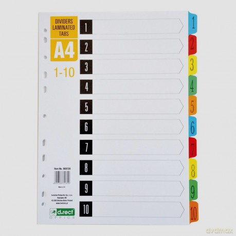 Przekładki kartonowe 1-10 index laminowany