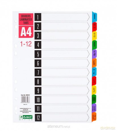 Przekładki kartonowe 1-12 index laminowany