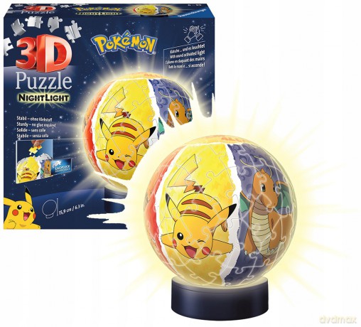 RAVENSBURGER 3D 72 Świecąca kula Pokemon [PUZZLE]