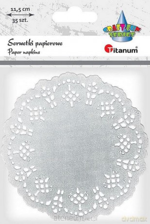 Serwetki papierowe okrągłe 11,5 cm srebrne 35 szt.