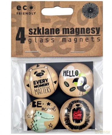 Szklane magnesy z kolorowym nadrukiem 4 szt
