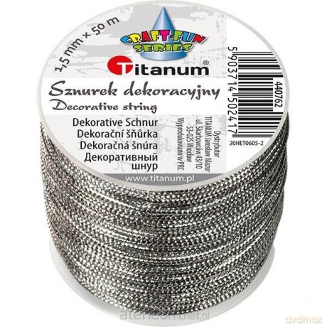 Sznurek metalizowany z rdzeniem 1.5mmx30m srebrny