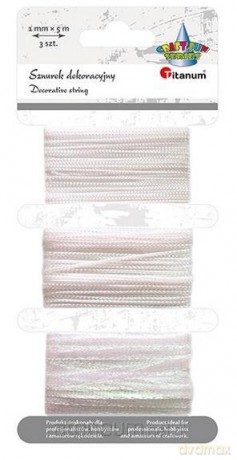 Sznurek nylonowy 1.5mmx5m + wstążka 5mm perła 3 szt