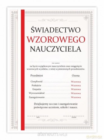 Świadectwo A4 nauczyciela - Czerwony pasek 10 szt