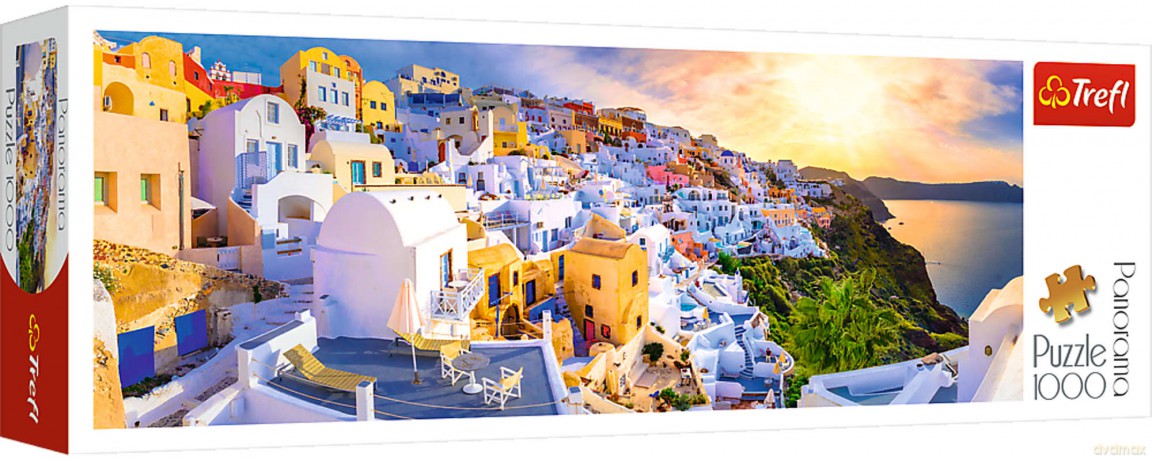 TREFL 1000 el. Panorama Zachód słońca na Santorini [PUZZLE]