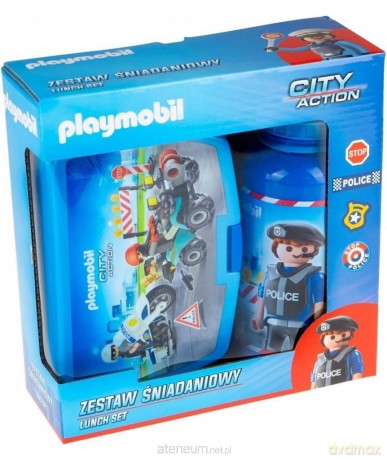Zestaw bidon + śniadaniówka PL-08 Playmobil policj