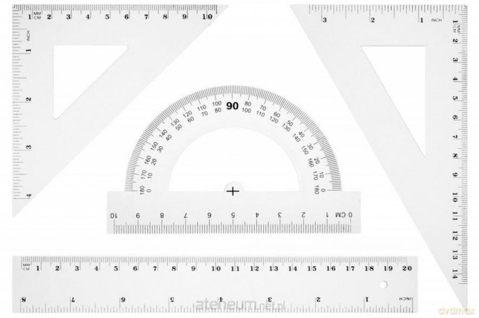 Zestaw geometryczny linijka 20 cm BL001-BK