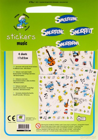 Zestaw Naklejek 180 szt Muzyka SMERFY