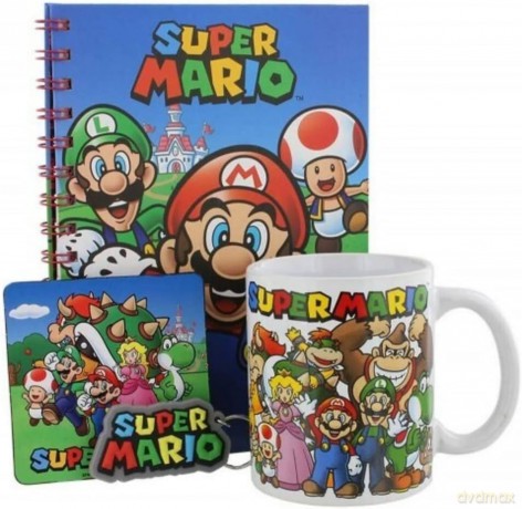Super Mario Evergreen gift set:mug,coaster,notebook,keychain/zestaw prezentowy Super Mario:kubek,podkladka,notatnik,brelok