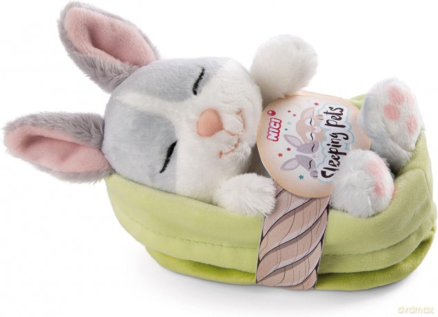 NICI Przytulanka królik grey 12 cm śpiący w koszu