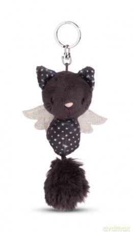 NICI wieszak/brelok na klucze anioł kot 12 cm czarno biały
