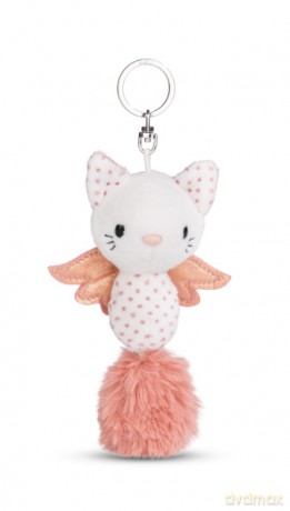 NICI wieszak/brelok na klucze anioł kot 12 cm biało różowy