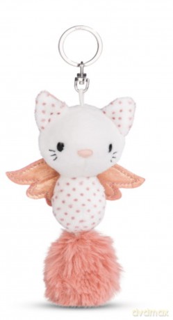 NICI wieszak/brelok na klucze anioł kot 12 cm biało różowy