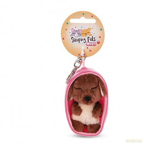 NICI wieszak/brelok na klucze śpiące zwierzątka pies 8 cm brown,