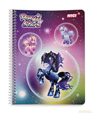NICI Spiral notebook kucyk Stars A5 checkered 80 sheets,