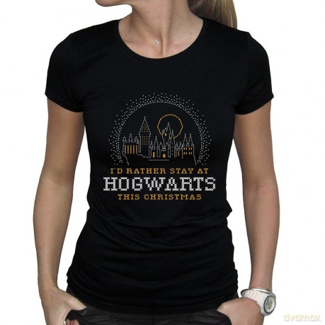 Harry Potter - Woman black tshirt - Christmas at Hogwarts