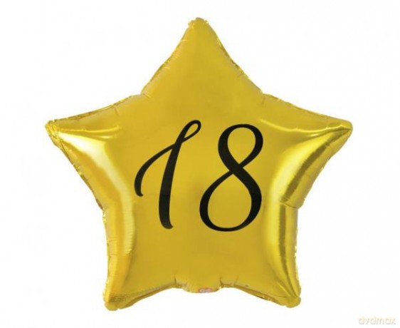 Balon foliowy 18 gwiazda złota, nadruk czarny, 19 FG-G18Z