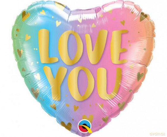Balon foliowy 18 cali QL HRT Love You Ombre and Hearts Godan