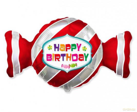 Balon foliowy 24 FX - Słodki cukierek, czerwony, pakowany B901831