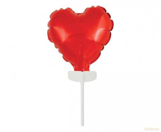 Balon foliowy 8 cm serce na patyczku, czerwone BS-4CRW