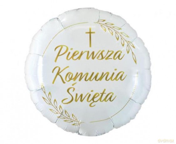 Balon foliowy Pierwsza Komunia Święta (kłosy), okrągły 18 FG-OKSK