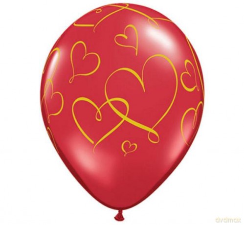 Balon QL 11 z nadr. Serca crystal czerwony 25szt Godan