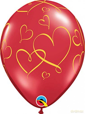 Balon QL 11 z nadr. Serca crystal czerwony 25szt Godan