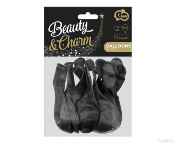 Balony Beauty&Charm, metaliki czarne 12/ 10 szt. CB-1MCZ