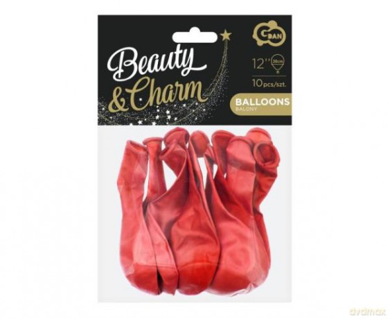 Balony Beauty&Charm, metaliki czerwone 12/ 10 szt. CB-1MCW