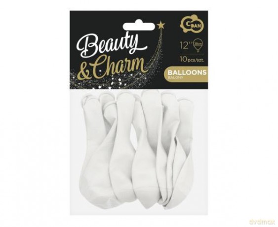 Balony Beauty&Charm, pastelowe białe 12/ 10 szt. CB-1PBI