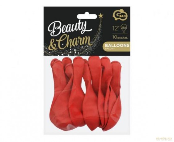 Balony Beauty&Charm, pastelowe czerwone 12/ 10 szt. CB-1PCZ