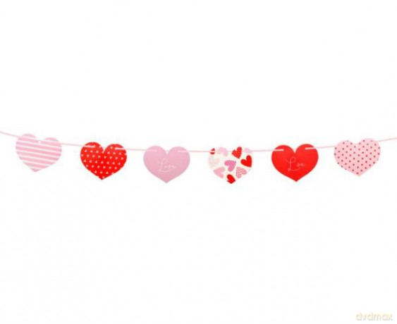 Girlanda papierowa Serca, wzorki, 200 cm PF-GPSW