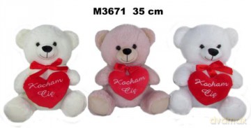 Maskotka Miś 3 kolory Kocham Cię 35 cm 162069