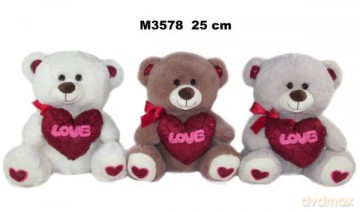 Maskotka Miś z sercem 3 kolory 25 cm 158413