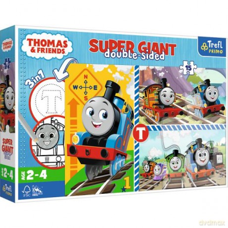 Puzzle dwustronne 24 el SUPER MAXI 3w1 Tomek i Przyjaciele. Zabawy Tomka 42008 Trefl [PUZZLE]