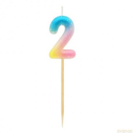 Świeczka piker cyferka 2, ombre, pastelowa SF-POP2