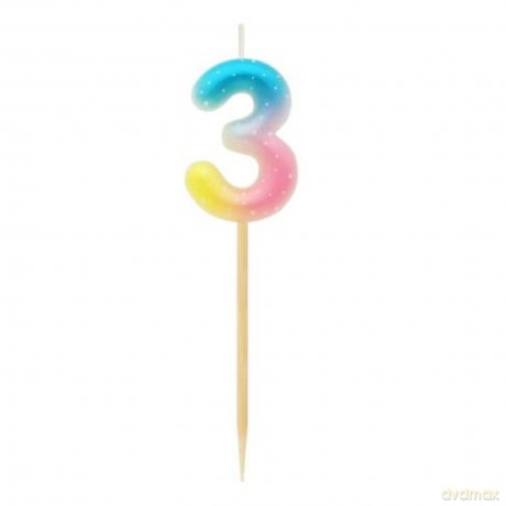 Świeczka piker cyferka 3, ombre, pastelowa SF-POP3