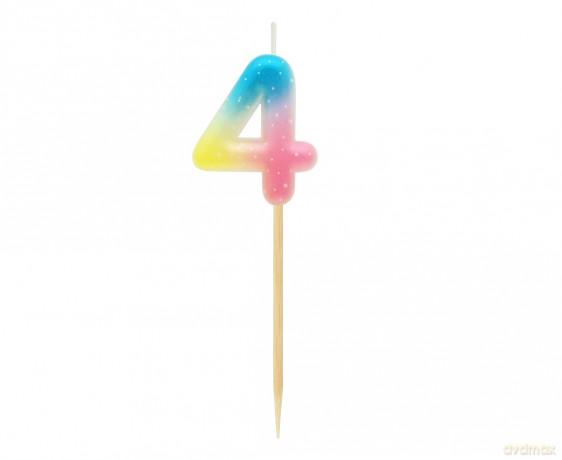 Świeczka piker cyferka 4, ombre, pastelowa SF-POP4